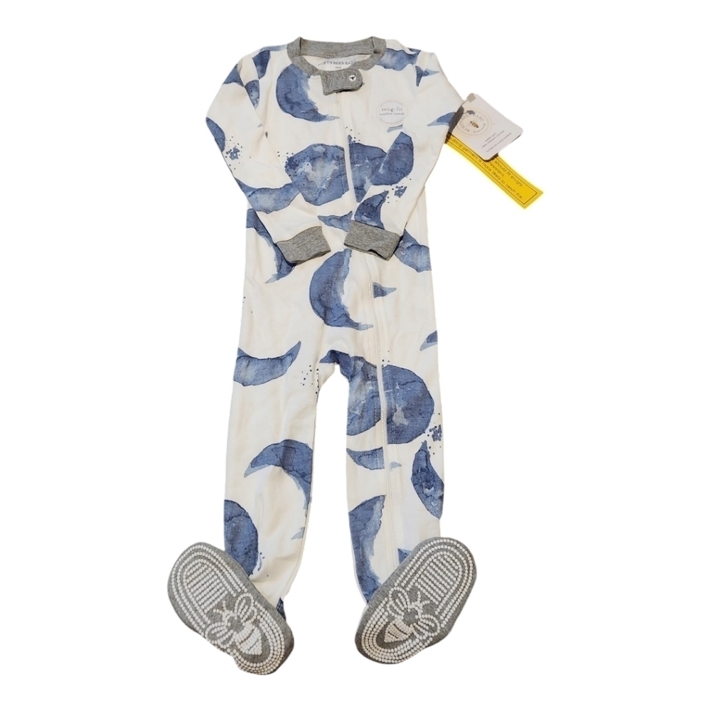 Burt's Bees Baby Sleeper Pajamas, Zip-Front Non-Slip Footie PJs 24 months NWT